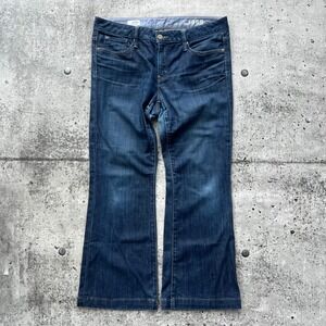 Gap 1969 Jeans Womens 31/12 Dark Blue Mid Rise Wide Leg Denim Flare Boho Y2K